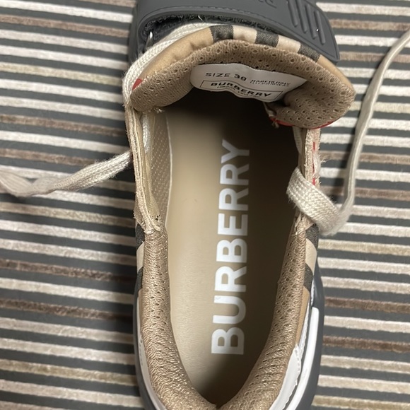 BURBERRY, Vintage Check, Suede and Leather Sneakers - Picture 12 of 16